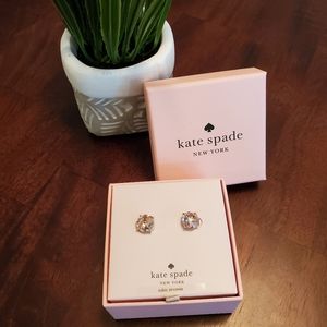 NIB Kate Spade Cubic Zirconia Bright Ideas Gold Stud Earrings